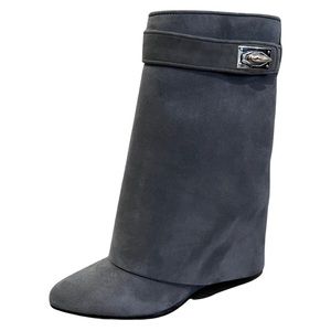 New Givenchy Shark Lock Boot Grey Suede, Size 37